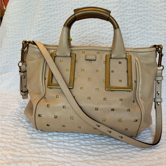 Chloe Beige Leather w/Gold Accent Women's Bag - Picture 1 of 16